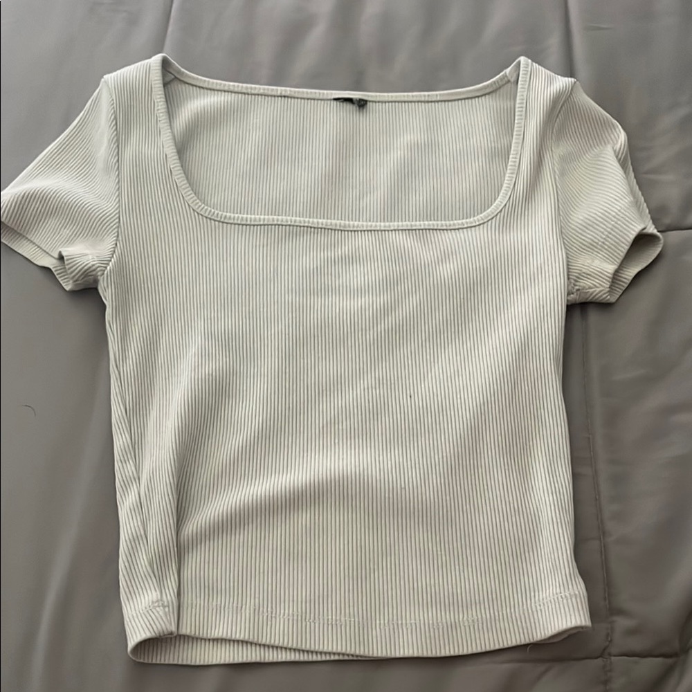 White Ribbed Women's Top